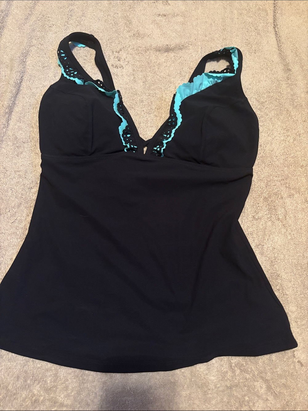 Profile By Gottex Black Tankini Top with Teal Trim